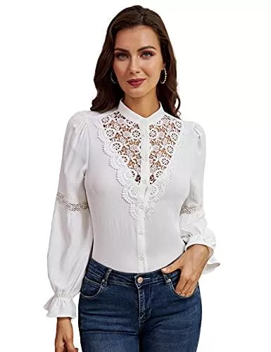 GRACE KARIN Langarmblusen GRACE KARIN Damen Langarm Bluse Casual Top Mode Oberteil CL479