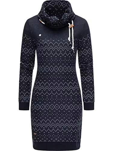 Ragwear Freizeit Ragwear Damen Winterkleid Pulloverkleid Langarm Sweatkleid Musterkleid Chloe Dress XS-XXL