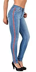 ESRA Jeans ESRA Damen Jeans Skinny Streifen Jeanshose Damen mit Seitenstreifen Highwaist bis Übergröße J330
