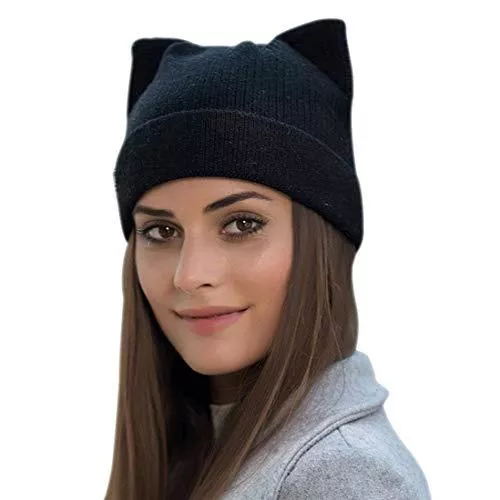 Yixda Hüte & Mützen Yixda Damen Winter Strickmütze Warme Mode Beanie Mütze Katze Ohr Mütze