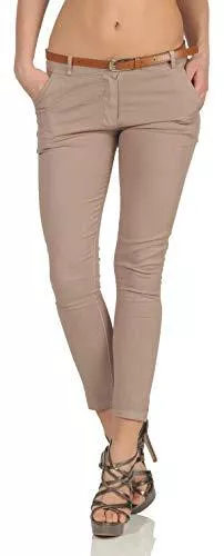 malito more than fashion Hosen Malito Damen Chinohose mit Gürtel | Stretch Caprihose | schicke Freizeithose | Skinny - Slimfit - elegant 5388