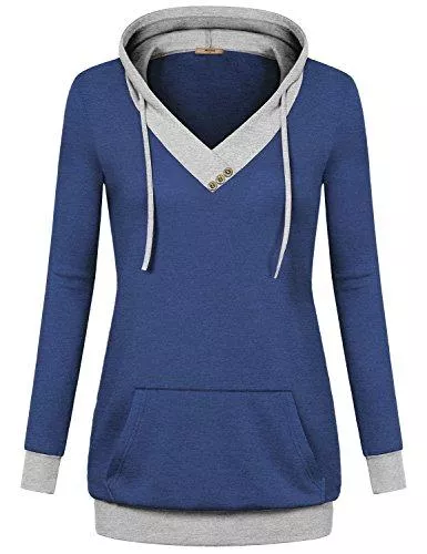 Miusey Kapuzenpullover Miusey Damen-Sweatshirt, langärmelig, Farbblock-Design, leichter Pullover