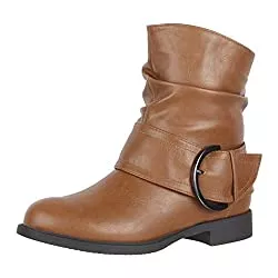 Elara Stiefel Elara Damen Stiefelette Gefüttert Schnallen Boots Chunkyrayan