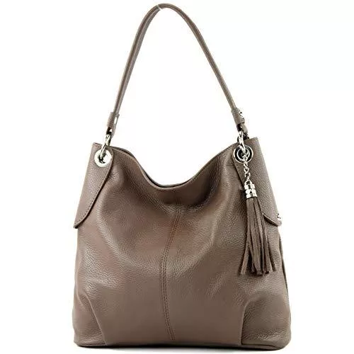 modamoda de Taschen & Rucksäcke modamoda de - T185 - ital. Damen Schultertasche aus Leder