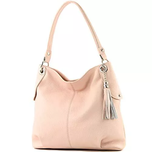 modamoda de Taschen & Rucksäcke modamoda de - T185 - ital. Damen Schultertasche aus Leder