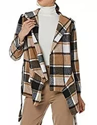 Dilgul Blazer Dilgul Damen Mantel Elegant Warm Gitter Cardigans Umlegekragen Asymmetrischer Saum Winter Strickjacke mit Gürtel