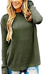 Maavoki Pullover & Strickmode Maavoki Pullover Damen Langarm Casual Fit Warme Strickpullover Pullover Winter Tops Lässig Rundhals Einfarbig Strickpulli