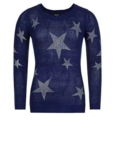Sublevel Pullover & Strickmode Sublevel Strick-Damenpullover Sterne-Print Pullover 2014 Star MOD 15938 D.G