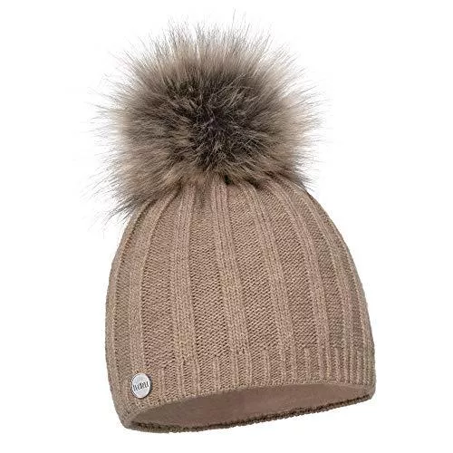 ELIMELI Hüte & Mützen ELIMELI® Kaschmir Mütze Damen Winter warme Strickmütze Wollmütze mit Kaschmir Wintermütze mit Kunstfell Bommel Slouch Strick Beanie Damen für Winter Bommelmütze Hergestellt in EU