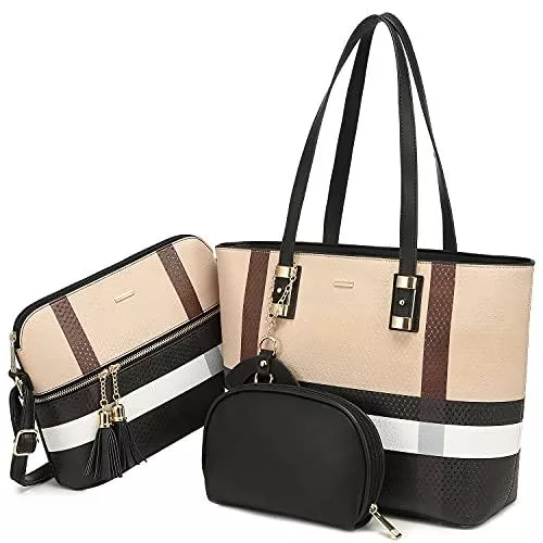 LOVEVOOK Taschen & Rucksäcke LOVEVOOK Handtasche damen shopper Schultertasche Umhängetasche Damen Geldbörse Tragetasche Groß Damen Tasche Tote für Büro Schule Einkauf Reise Leder Handtasche 3-teiliges Set