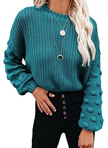 Maavoki Pullover & Strickmode Maavoki Pullover Damen Langarm Casual Fit Warme Strickpullover Pullover Winter Tops Lässig Rundhals Einfarbig Strickpulli