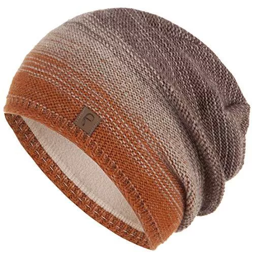 Faera Hüte & Mützen Faera Wintermütze Mehrfarbig warm gefüttert Fleece-Futter Winter Mütze Strick-Mütze Beanie-Mütze Damen One-Size 09