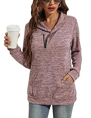Rapbin Pullover & Strickmode Rapbin Sweatshirt Pullover für Damen,Casual Classic Superweich Kapuzenpullover Pulli &amp; Langarm Einfarbig Elegant Oberteil Tops