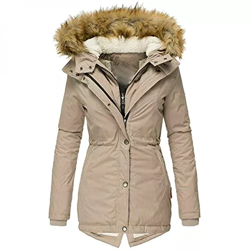 CCOOfhhc Jacken CCOOfhhc Damen Casual Funktionsjacke Winterjacke Steppjacke Jacke Lang Stepp Warm Gefütterte Winter Jacke Mantel Parka Softshell Dicke Outdoorjacke mit Kapuze Sportlicher
