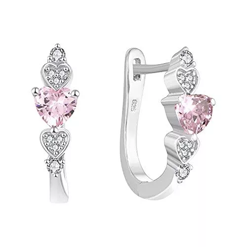 YL Schmuck YL Creolen 925 Sterlingsilber mit 12 Geburtsstein Zirkonia U Form Huggie Ohrringe für Damen