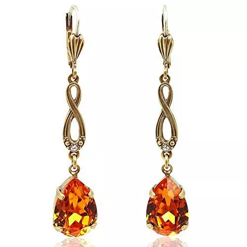 NOBEL Schmuck Jugendstil Ohrringe Gold mit Kristallen vergoldet NOBEL SCHMUCK