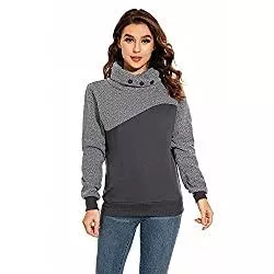 Y2 Pullover & Strickmode Y2 Damen Pullover Baumwolle Sweatshirt Pulli Zweifarbige Longsleeve Rollkragenpullover