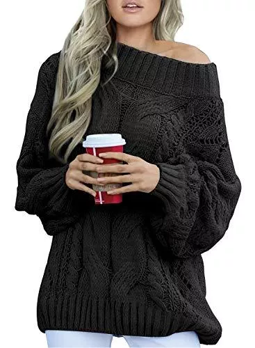 Aleumdr Pullover & Strickmode Aleumdr Strickpullover Damen Oversize Pullover Grobstrick Winterpullover Strickpulli Sweater lässig Outwear Casual elegant einfarbig S-XXL