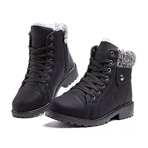 Hitmars Stiefel Winterstiefel Damen Gefüttert Winterschuhe Stiefeletten Warm Winter Stiefel Kurzschaft Schneestiefel Boots Frauen Wandern Schwarz Braun Grau Pink 36-43 EU