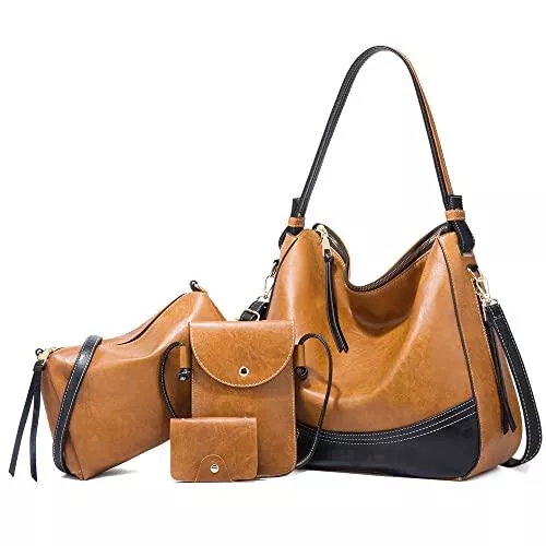 LUOWAN Taschen & Rucksäcke LUOWAN Handtasche Damen Gross Leder Groß Henkeltasche Umhängetasche Schultertasche Taschen Shopper 4pcs Set