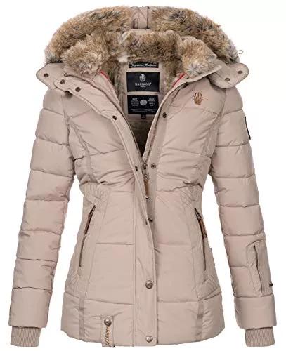 MARIKOO Jacken MARIKOO warme Damen Winter Jacke Winterjacke Steppjacke gefüttert Kunstfell B65