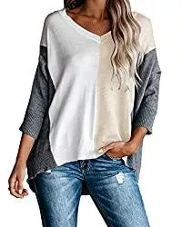 AOISAGULA Pullover & Strickmode AOISAGULA Damen Pullover Casual Stricken Sweater Lange Ärmel Pulli Winter Sweatshirt Herbst Jumper Lose Oberteile V-Ausschnitt Outwear für Frauen cc