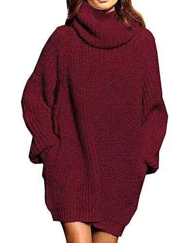 Zilcremo Pullover & Strickmode Zilcremo Damen Strickkleid Rollkragen Pulloverkleid Langarm Minikleid übergroße Pullikleid Weihnachten Winterkleid Freizeit
