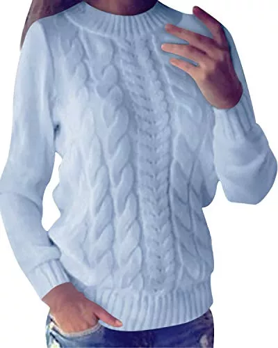 ZANZEA Pullover & Strickmode ZANZEA Pullover Damen Strickpullover Langarm Rundhals Stricken Sweater Winter Hoodie