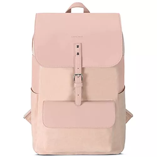 Expatrié Taschen & Rucksäcke Expatrié Rucksack Damen aus Baumwoll Canvas &amp; veganem PU Leder Ella Daypack Groß - Leder Damenrucksack Elegant - Tagesrucksack 15l Tasche mit Magnetverschluss