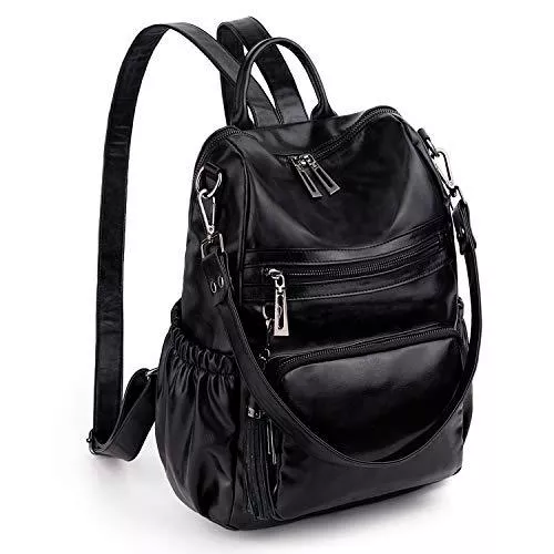 UTO Taschen & Rucksäcke UTO Rucksack Damen PU Leder Veganes Leder Cabrio Quaste Reißverschluss Tasche Farbe Schwarz
