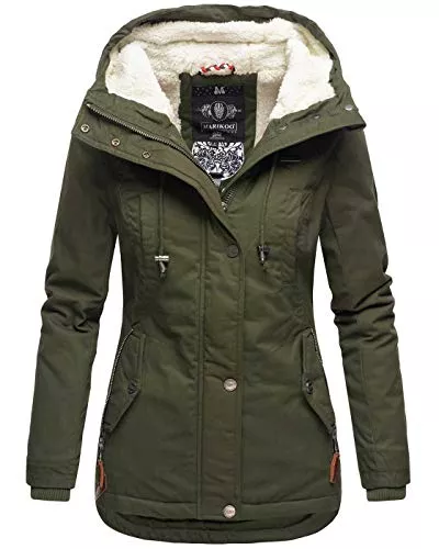 MARIKOO Jacken MARIKOO warme Damen Winter Jacke Teddyfell gefütterte Winterjacke B802