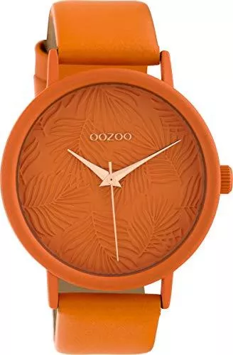 Oozoo Uhren Oozoo Damenuhr mit Lederband 42 MM Colours of Summer Palmen Zifferblatt Unicolor