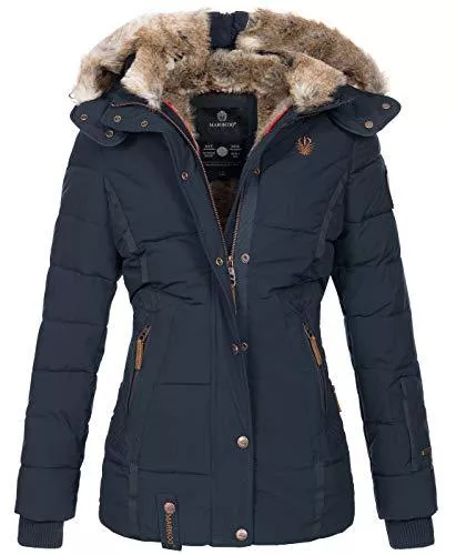 MARIKOO Jacken MARIKOO warme Damen Winter Jacke Winterjacke Steppjacke gefüttert Kunstfell B658