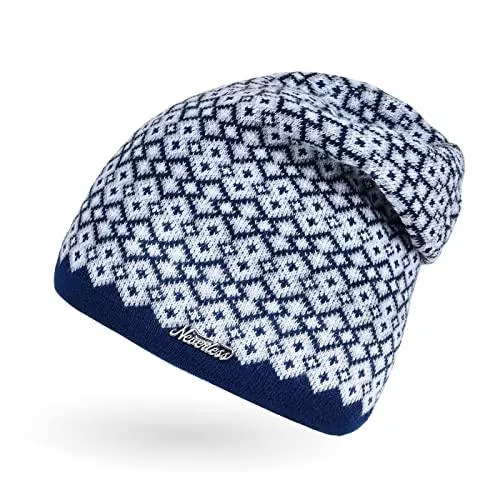 Neverless Hüte & Mützen Neverless® Damen Strick-Mütze Beanie gefüttert Fleece Innenfutter Winter-Mütze Rautenmuster