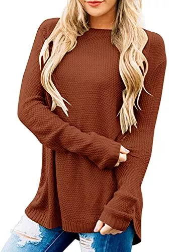Maavoki Pullover & Strickmode Maavoki Pullover Damen Langarm Casual Fit Warme Strickpullover Pullover Winter Tops Lässig Rundhals Einfarbig Strickpulli