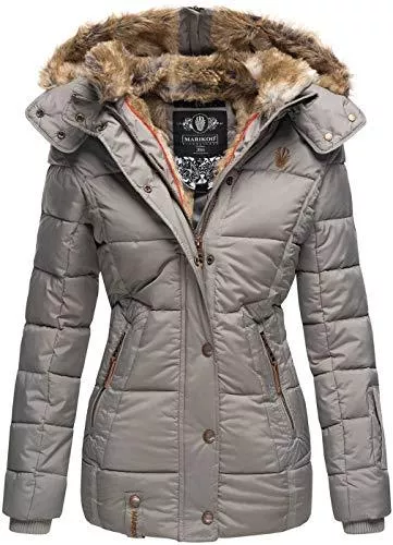 MARIKOO Jacken MARIKOO warme Damen Winter Jacke Winterjacke Steppjacke gefüttert Kunstfell B658