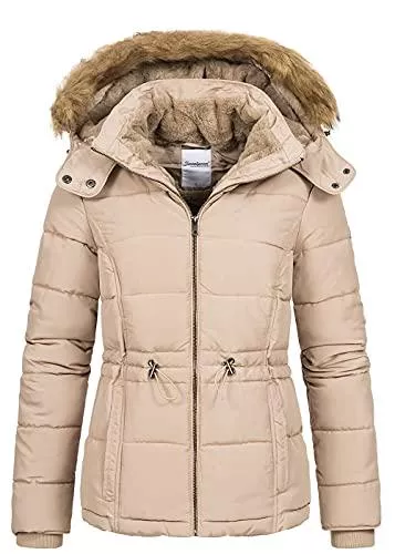Seventyseven Lifestyle Jacken Seventyseven Lifestyle Damen Winter Steppjacke abnehmb. Kunstfellkapuze schwarz