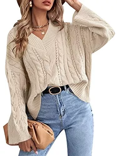 ZANZEA Pullover & Strickmode ZANZEA Pullover Damen Strickpullover Langarm Rundhals Stricken Sweater Winter Hoodie