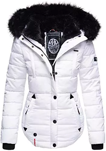 MARIKOO Jacken MARIKOO warme Damen Winter Jacke Winterjacke Steppjacke gefüttert Kunstfell B618