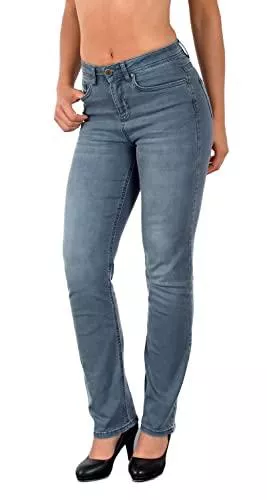 ESRA Jeans ESRA Damen Straight Fit Jeans Hose Damen Jeanshose Stretch gerader Schnitt bis Übergröße G800