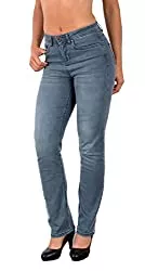 ESRA Jeans ESRA Damen Straight Fit Jeans Hose Damen Jeanshose Stretch gerader Schnitt bis Übergröße G800