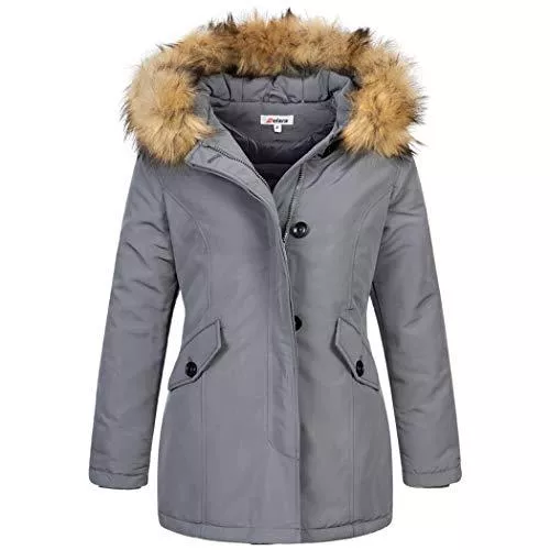 Elara Mäntel Elara Damen Jacke Winterparka Mantel Kunstfell Chunkyrayan