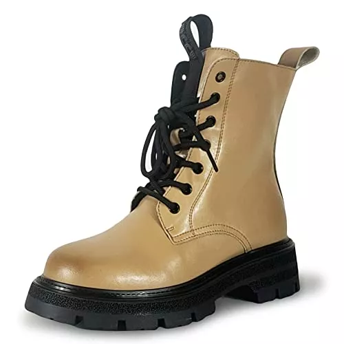 Allavola Stiefel Damen Plateau Chelsea Boots Trendy Chunky Heel Elastische Bequeme Rundkappe Ankle Boots