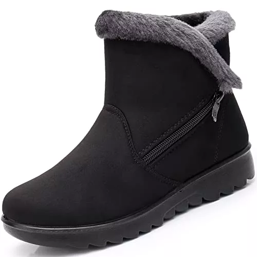 Hsyooes Stiefel Winterschuhe Wildleder Damen Winterstiefel Warm Gefüttert Schneestiefel Mädchen Stiefeletten Winter Kurzschaft Stiefel Bequem Schuhe