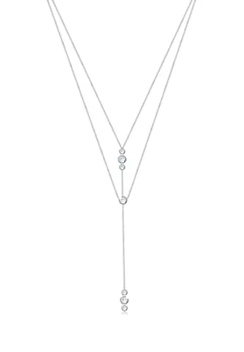 Elli Schmuck Elli Halskette Damen Y-Kette Geo Layer mit Kristalle in 925 Sterling Silber