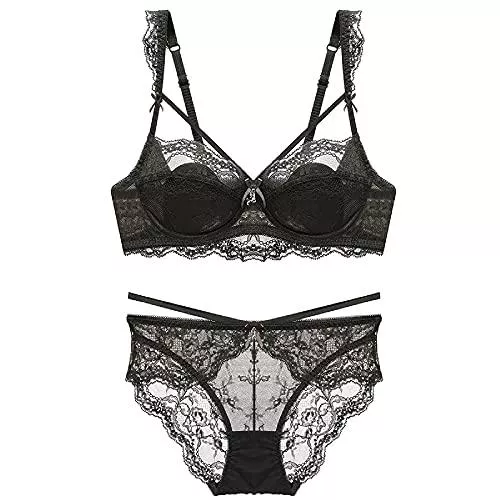 WENJUNfuzhuang Unterwäsche & Dessous WENJUN Sexy Dessous für Frauen, zweiteilige Spitze, ungepolsterte Unterwäsche, BHs, Push-up-Bügel-BH und Panty-Set (Farbe: Olivgrün, Größe: 80B)