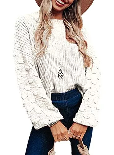 Maavoki Pullover & Strickmode Maavoki Pullover Damen Langarm Casual Fit Warme Strickpullover Pullover Winter Tops Lässig Rundhals Einfarbig Strickpulli