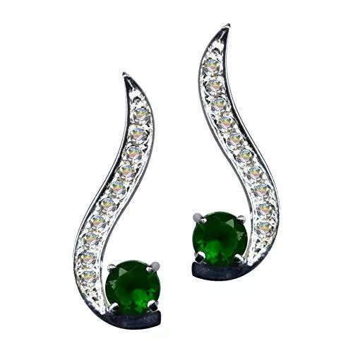 Ohrringe 925 Silber Schmuck Ohrringe Echt Sterling Silber 925 Jugendstil Grün Art Nouveau Zirkonia Kristalle Liebe Glaube Symbol Motiv Stil extravagant neu gut schön modisch weiss klar transparent