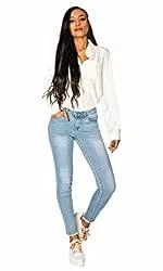 Nina Carter Jeans Nina Carter P126 Damen Skinny Fit Jeanshosen mit Niedriger Taille Used Look