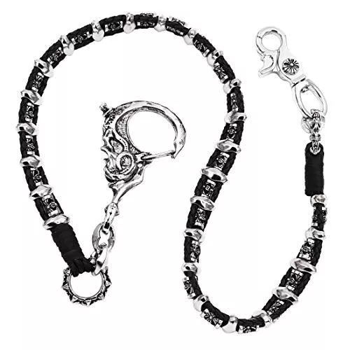 UNIQSUM Schmuck Uniqsum Big Skull Verschluss Portemonnaie Kette Leder Schwarz Biker Schlüssel Jean Kette